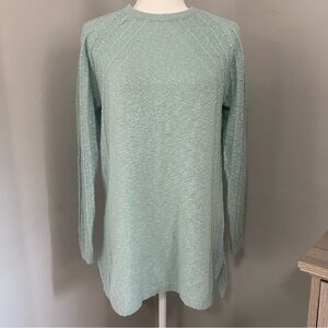 J. Jill Women’s Knit Sweater, Tunic Length, Blue Sea foam Green, Textured, S